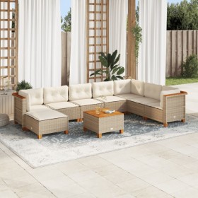 Set de sofás de jardín con cojines 9 pzas ratán sintético beige von , Gartensets - Ref: Foro24-3261961, Preis: 640,85 €, Raba...