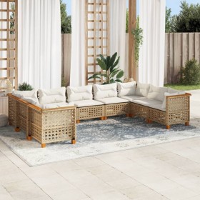 Set de sofás de jardín con cojines 9 pzas ratán sintético beige von , Gartensets - Ref: Foro24-3261982, Preis: 761,30 €, Raba...