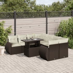 Set de sofás de jardín 9 pzas y cojines ratán sintético marrón de , Conjuntos de jardín - Ref: Foro24-3268433, Precio: 655,54...