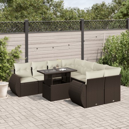 Set de sofás de jardín 9 pzas y cojines ratán sintético marrón von , Gartensets - Ref: Foro24-3268433, Preis: 655,54 €, Rabat...