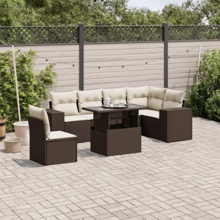 Juego de sofás de jardín 7 piezas con cojines ratán PE marrón by , Garden sets - Ref: Foro24-3269203, Price: 534,53 €, Discou...