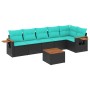 Set of 7 garden sofas with cushions synthetic rattan black by , Garden sets - Ref: Foro24-3226834, Price: 526,51 €, Discount: %