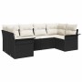 Conjunto de sofá de jardín con cojín 6 pcs Negro Poliratán