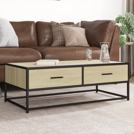 Mesa de centro madera ingeniería metal roble Sonoma 100x50x35cm by , Coffee table - Ref: Foro24-848780, Price: 85,29 €, Disco...