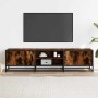 Mueble TV metal y madera ingeniería roble humo 160x35x41 cm by , TV Furniture - Ref: Foro24-848846, Price: 108,02 €, Discount: %