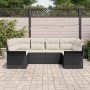 Conjunto de sofá de jardín con cojín 6 pcs Negro Poliratán