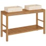 Mueble tocador madera teca maciza con lavabos de mármol crema de vidaXL, Tocadores de baño - Ref: Foro24-3058167, Precio: 525...