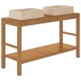 Mueble tocador madera teca maciza con lavabos de mármol crema de vidaXL, Tocadores de baño - Ref: Foro24-3058167, Precio: 525...