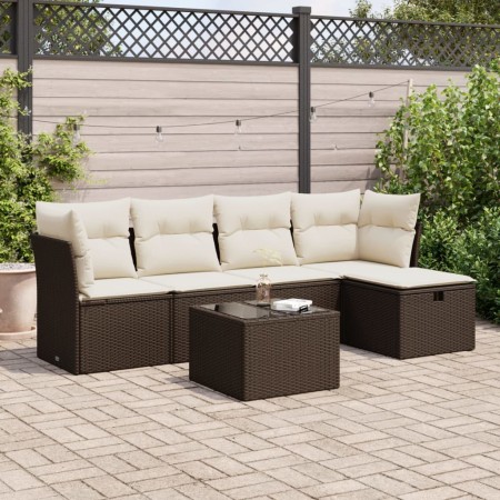 Set sofás de jardín 6 piezas y cojines ratán sintético marrón von , Gartensets - Ref: Foro24-3325279, Preis: 369,50 €, Rabatt: %