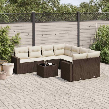 Set de sofás de jardín 9 pzas y cojines ratán sintético marrón von , Modulare Sofas für den Außenbereich - Ref: Foro24-325110...