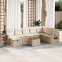 Set de sofás de jardín con cojines 9 pzas ratán sintético beige by , Garden sets - Ref: Foro24-3325831, Price: 609,78 €, Disc...