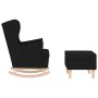 Sillón mecedora con taburete tela negro de , Sillones - Ref: Foro24-3307999, Precio: 238,54 €