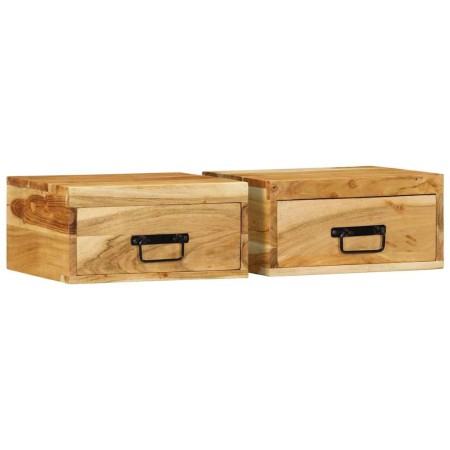 Mesitas de noche de pared 2 uds madera maciza de acacia de , Mesitas de noche - Ref: Foro24-4017457, Precio: 122,72 €, Descue...