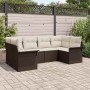 Conjunto de sofá de jardín con cojín 6 pcs Marrón Poliratán
