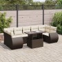 Set sofás de jardín 8 piezas y cojines ratán sintético marrón
