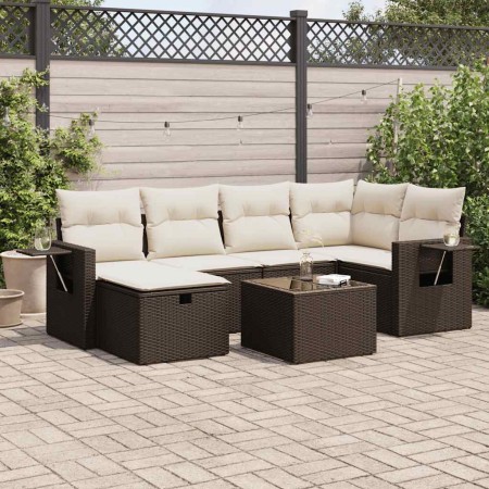 Juego de sofás de jardín 7 piezas con cojines ratán PE marrón by , Garden sets - Ref: Foro24-3325499, Price: 457,96 €, Discou...