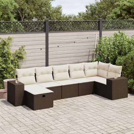 Juego de sofás de jardín 7 piezas con cojines ratán PE marrón von , Gartensets - Ref: Foro24-3325709, Preis: 462,70 €, Rabatt: %