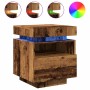 Mesita de noche luces LED 2 uds madera envejecida 40x39x48,5 cm by , Nightstands - Ref: Foro24-857659, Price: 125,19 €, Disco...