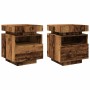 Mesita de noche luces LED 2 uds madera envejecida 40x39x48,5 cm by , Nightstands - Ref: Foro24-857659, Price: 125,19 €, Disco...