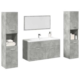 Juego muebles de baño 4 pzas madera contrachapada gris hormigón de , Muebles de baño - Ref: Foro24-3324875, Precio: 181,09 €,...