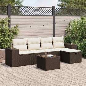 Set sofás de jardín 6 piezas y cojines ratán sintético marrón von , Gartensets - Ref: Foro24-3325679, Preis: 386,66 €, Rabatt: %