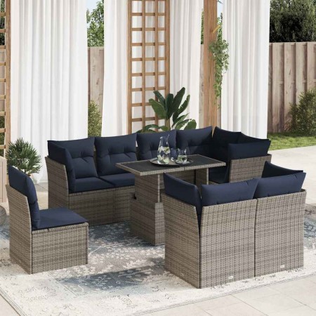 Set sofás jardín y cojines 9 pzas ratán sintético acacia gris von , Gartensets - Ref: Foro24-3326182, Preis: 755,49 €, Rabatt: %