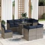Set sofás jardín y cojines 9 pzas ratán sintético acacia gris von , Gartensets - Ref: Foro24-3326182, Preis: 755,49 €, Rabatt: %