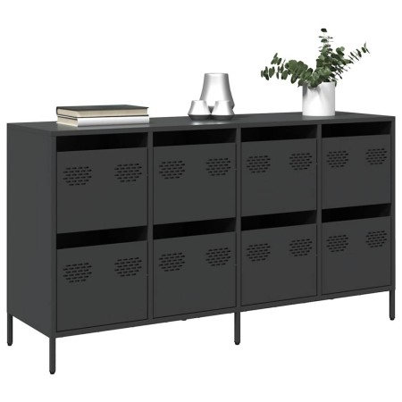 Aparador de acero laminado en frío negro 135x39x73,5 cm by , Sideboards - Ref: Foro24-3307167, Price: 213,01 €, Discount: %