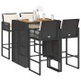 Set bar jardín con cojines 5 pzas ratán sintético acacia negro by , Garden sets - Ref: Foro24-3328896, Price: 527,64 €, Disco...