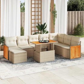 Set sofás jardín y cojines 9 pzas ratán sintético acacia beige von , Gartensets - Ref: Foro24-3327747, Preis: 629,90 €, Rabat...