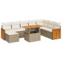 Set sofás jardín y cojines 9 pzas ratán sintético acacia beige by , Garden sets - Ref: Foro24-3327747, Price: 629,90 €, Disco...