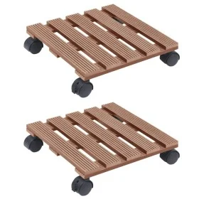 Plant stand with wheels 2 units WPC brown 30x30x7.5 cm by vidaXL, Pot stands - Ref: Foro24-149035, Price: 39,14 €, Discount: %