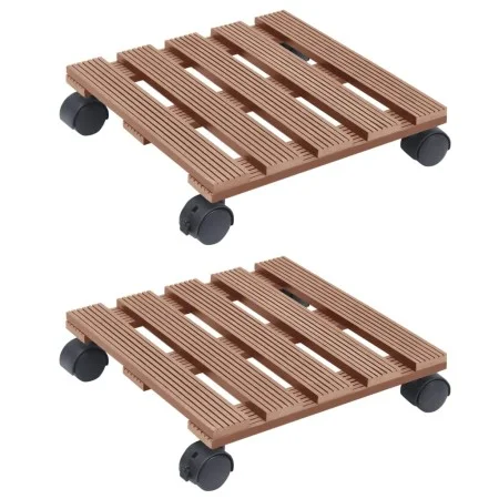 Pflanzenständer auf Rädern 2 Stück WPC braun 30x30x7,5 cm von vidaXL, Topfständer - Ref: Foro24-149035, Preis: 39,14 €, Rabat...