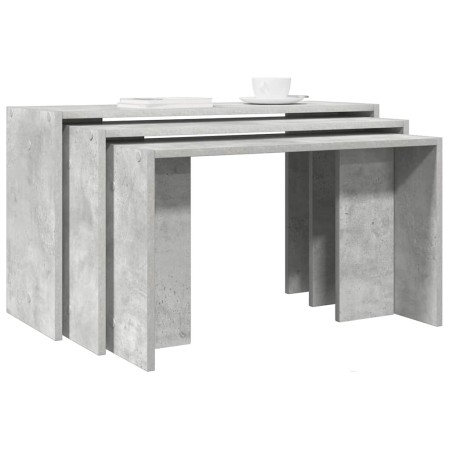 Mesas apilables 3 piezas madera contrachapada gris hormigón by , Side tables - Ref: Foro24-858536, Price: 61,01 €, Discount: %