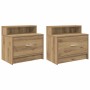 Mesillas de noche con cajón 2 uds roble artesanal 51x31x47 cm de , Mesitas de noche - Ref: Foro24-858685, Precio: 64,30 €