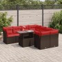 Juego Sofá Jardín 9 Piezas con Cojines Marrón Poli Ratán Acacia by , Garden sets - Ref: Foro24-3326135, Price: 699,26 €, Disc...