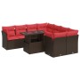 Juego Sofá Jardín 9 Piezas con Cojines Marrón Poli Ratán Acacia by , Garden sets - Ref: Foro24-3326135, Price: 699,26 €, Disc...