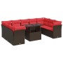 Juego Sofá Jardín 10Piezas con Cojines Marrón Poli Ratán Acacia by , Garden sets - Ref: Foro24-3326225, Price: 758,36 €, Disc...