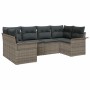 Conjunto de sofá de jardín con cojín 6 pcs Gris Poliratán