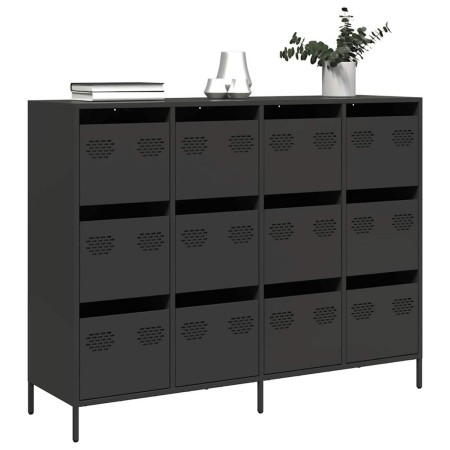 Aparador de acero laminado en frío negro 135x39x103,5 cm by , Sideboards - Ref: Foro24-3307173, Price: 291,43 €, Discount: %