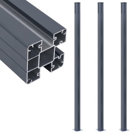 Fence posts 3 units dark gray aluminum 185 cm by vidaXL, fence posts - Ref: Foro24-148987, Price: 232,78 €, Discount: %