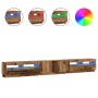 Mueble TV luces LED madera ingeniería envejecida 300x35x40 cm by , TV Furniture - Ref: Foro24-3329169, Price: 273,84 €, Disco...