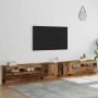 Mueble TV luces LED madera ingeniería envejecida 300x35x40 cm by , TV Furniture - Ref: Foro24-3329169, Price: 273,84 €, Disco...