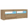 Mesitas de noche luces LEDs 2 uds roble artesanal 60x35x40 cm de , Mesitas de noche - Ref: Foro24-3329162, Precio: 82,98 €, D...