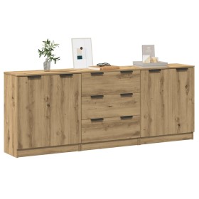 Aparadores 3 uds madera ingeniería roble artisian 60x30x70 cm von , Sideboards - Ref: Foro24-3329226, Preis: 229,96 €, Rabatt: %