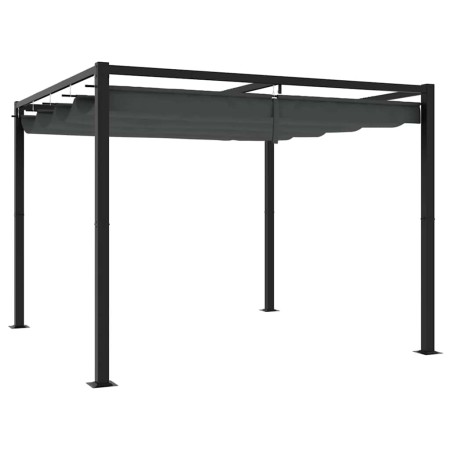 Cenador de jardín con techo retráctil acero antracita 3x3 m de , Carpas y cenadores - Ref: Foro24-4003962, Precio: 385,99 €, ...