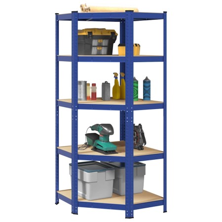 Estantería esquina 5 niveles madera contrachapada y acero azul by , Industrial shelving - Ref: Foro24-4016954, Price: 87,74 €...