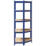 Estantería esquina 5 niveles madera contrachapada y acero azul