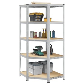 Estantería esquina 5 niveles madera contrachapada y acero plata by , Industrial shelving - Ref: Foro24-4016963, Price: 94,97 ...