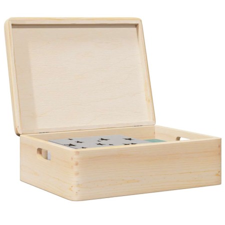 Caja de madera con tapa y asas madera maciza pino 40x30x13 cm by , Storage baskets - Ref: Foro24-4017391, Price: 32,59 €, Dis...